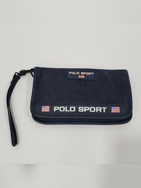 Vintage Polo Sport Ralph Lauren Travel Blue Wristlet Clutch Organizer